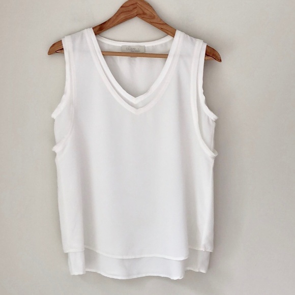 Olive & Oak Tops - Olive & Oak White Sheer Tank Top Blouse Size S